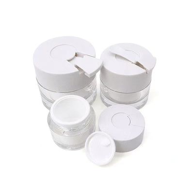 15/30/50g Clear Double-Wall Cosmetic Cream Jar with Built-in Hygienic Spoon for Moisturizer, Face Mask & Skincare