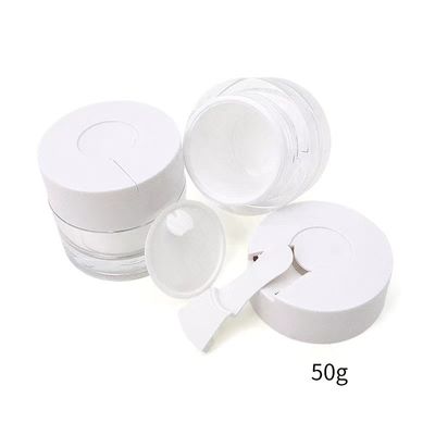 15/30/50g Clear Double-Wall Cosmetic Cream Jar with Built-in Hygienic Spoon for Moisturizer, Face Mask & Skincare