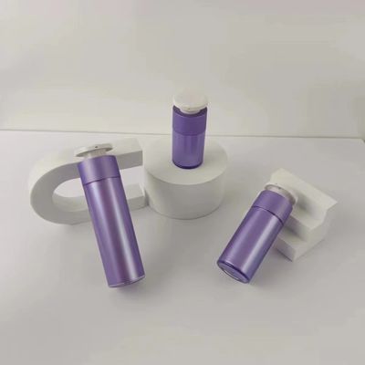 Purple Plastic Cosmetic Dispenser Bottle with White Push Down Press Pump