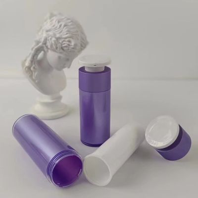 Purple Plastic Cosmetic Dispenser Bottle with White Push Down Press Pump