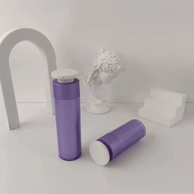 Purple Plastic Cosmetic Dispenser Bottle with White Push Down Press Pump