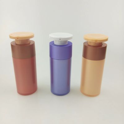 Purple Plastic Cosmetic Dispenser Bottle with White Push Down Press Pump