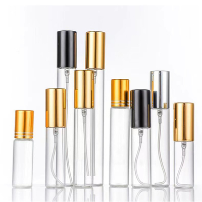5ml Quality Empty Mini Sample Black Gold Silver Aluminum Sprayer Glass Spraye