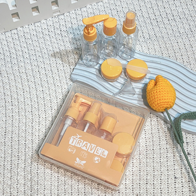 7pcs Travel Size Toiletries Set Personal Bottle Screw Cap Portable Plastic Spray
