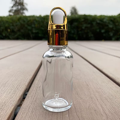 Clear Glass Dropper Bottle with Gold Cap