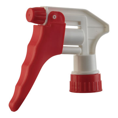 Red and White Plastic Trigger Sprayer with Adjustable Nozzle for Cleaning Bottles
