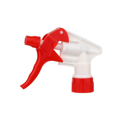 Red and White Plastic Trigger Sprayer with Adjustable Nozzle for Cleaning Bottles
