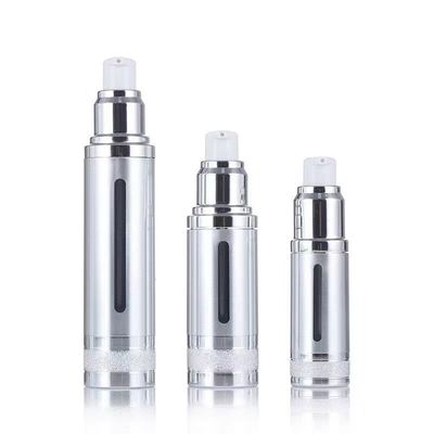 Silver Aluminum 33mm Diameter Plastic Airless Bottle with 15ml 30ml 50ml Support Customization