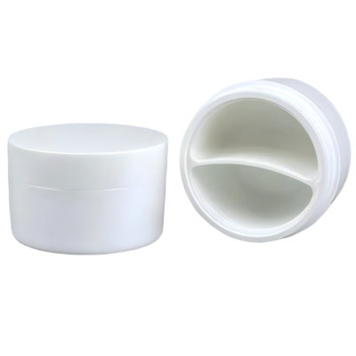 50g Empty Plastic PP Cosmetic Jar  Plastic PP White Cosmetic Jar With Spoon And Sealing Ring/face Cream Jar