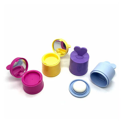 Wholesales 4G Plastic Cylinder Powder Cases with Puff &Mirror Packaging for Blush & Hairline
