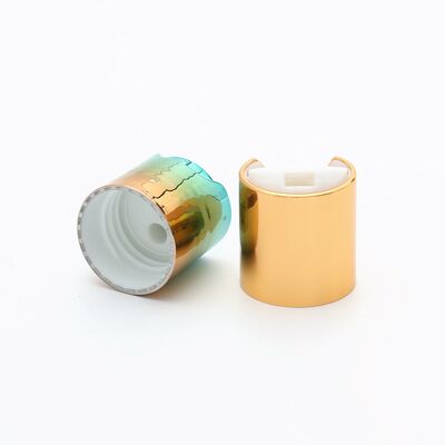 24/410 PP Round Press Metal Cap Gold/Silver Plastic Disc Top Lid UV Printed 24mm Screw Cap for Different Personal Care Bottles