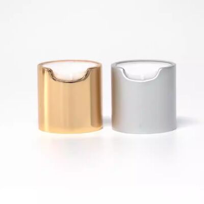 24/410 PP Round Press Metal Cap Gold/Silver Plastic Disc Top Lid UV Printed 24mm Screw Cap for Different Personal Care Bottles