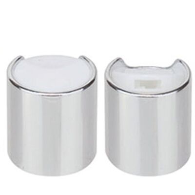 24/410 PP Round Press Metal Cap Gold/Silver Plastic Disc Top Lid UV Printed 24mm Screw Cap for Different Personal Care Bottles