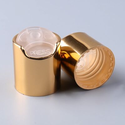 24/410 PP Round Press Metal Cap Gold/Silver Plastic Disc Top Lid UV Printed 24mm Screw Cap for Different Personal Care Bottles