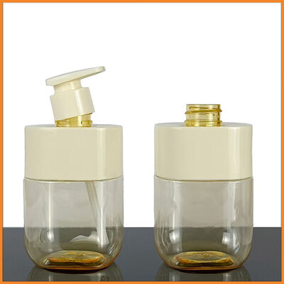 Premium 300ml Square Lotion Pump Bottle Custom Color Shoulder Sleeve Transparent Body Luxury Skincare Packaging