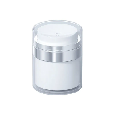 Airless Cream Jar 15g 30g 50g 100g Silver Electroplated Ring Clear Acrylic Outer Cosmetic Airless Pump Bottle Refillable Empty Face Cream Lotion Container For Skincare Moisturizer