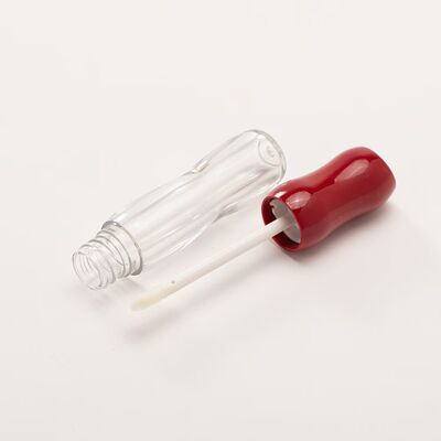 Lip Gloss Bottles Hourglass Curved Shape Clear Lip Glaze Tubes with Applicator Wands Multi Glossy Red Brown Caps Refillable Lip Makeup Containers for Lip Oil Lip Gloss