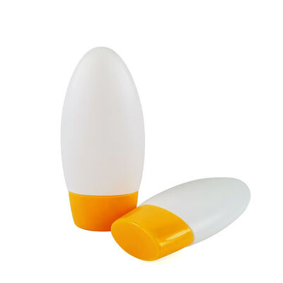 Oval Egg Shaped Empty Sunscreen Roll On Bottle White Matte Plastic Roll-on Deodorant Container Yellow Flip Cap Refillable Cosmetic Bottle for Sun Lotion Body Oil Deodorant Packaging