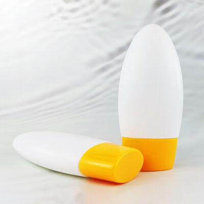Oval Egg Shaped Empty Sunscreen Roll On Bottle White Matte Plastic Roll-on Deodorant Container Yellow Flip Cap Refillable Cosmetic Bottle for Sun Lotion Body Oil Deodorant Packaging