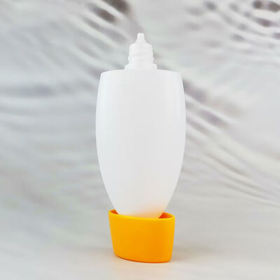 Oval Egg Shaped Empty Sunscreen Roll On Bottle White Matte Plastic Roll-on Deodorant Container Yellow Flip Cap Refillable Cosmetic Bottle for Sun Lotion Body Oil Deodorant Packaging