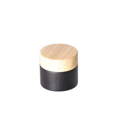 5g 10g 15g 30g 50g Empty Frosted Glass Cream Jars Cosmetic Natural Wood Leakproof Containers for Eye Cream Face Mask Skincare