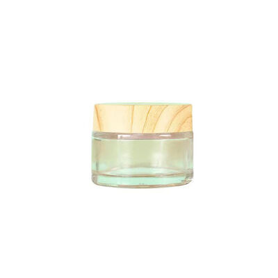 5g 10g 15g 30g 50g Empty Frosted Glass Cream Jars Cosmetic Natural Wood Leakproof Containers for Eye Cream Face Mask Skincare