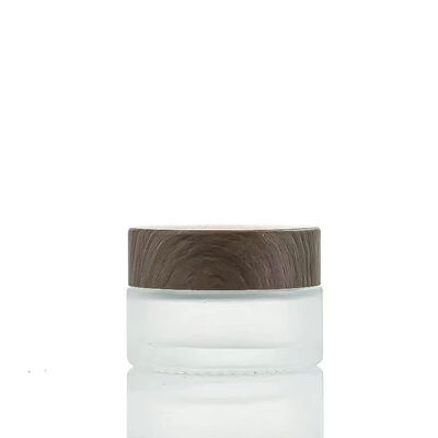 5g 10g 15g 30g 50g Empty Frosted Glass Cream Jars Cosmetic Natural Wood Leakproof Containers for Eye Cream Face Mask Skincare
