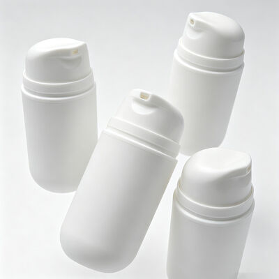 50ml 100ml Round Bottom Airless Bottle Frosted White Plastic Press Airless Pump Bottle with Clear Cap