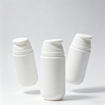 50ml 100ml Round Bottom Airless Bottle Frosted White Plastic Press Airless Pump Bottle with Clear Cap