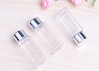 Clear Plastic Cosmetic Containers , Square Plastic Bottles With Aluminum Lids