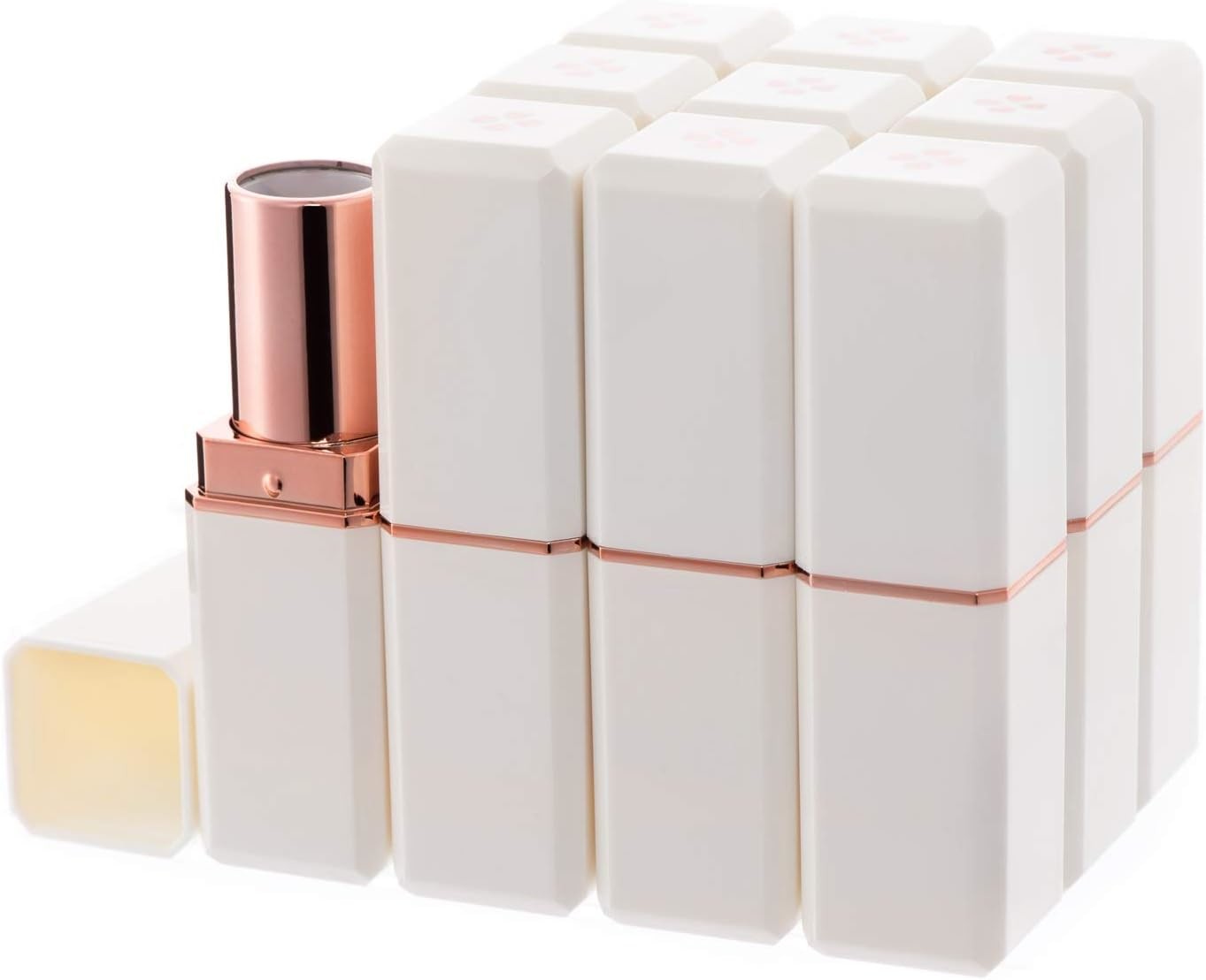 2 In 1 Double Side Lipstick Container Tube With Powder Brush Square / Round Shape