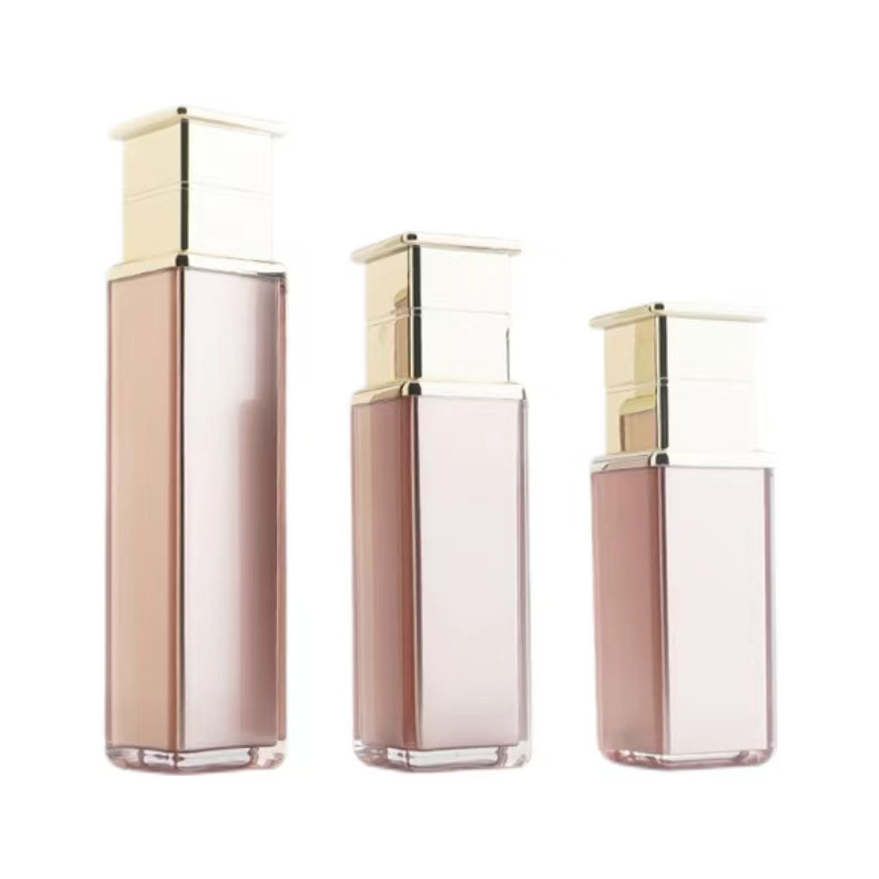 Luxury Pink Acrylic Lotion Pump Bottle with Gold Cap, Leak-proof Cosmetic Pump Bottle for Skincare Packaging