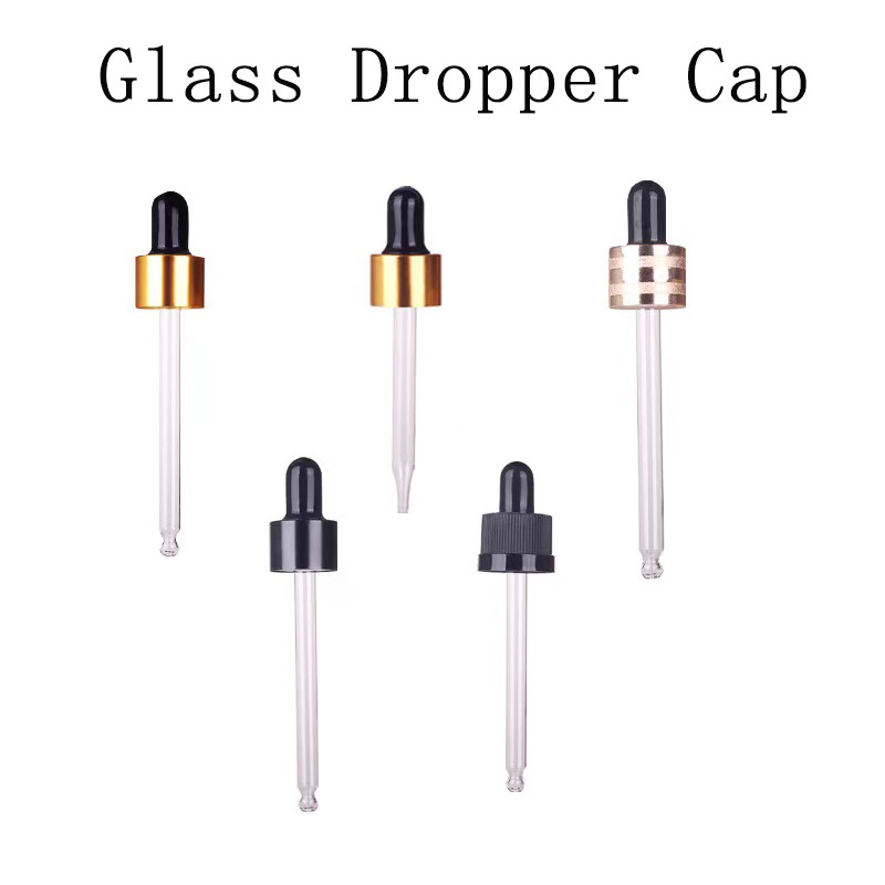 18mm 20mm 24mm Gold Silver Closure Glass Dropper For Essential Oil Bottle