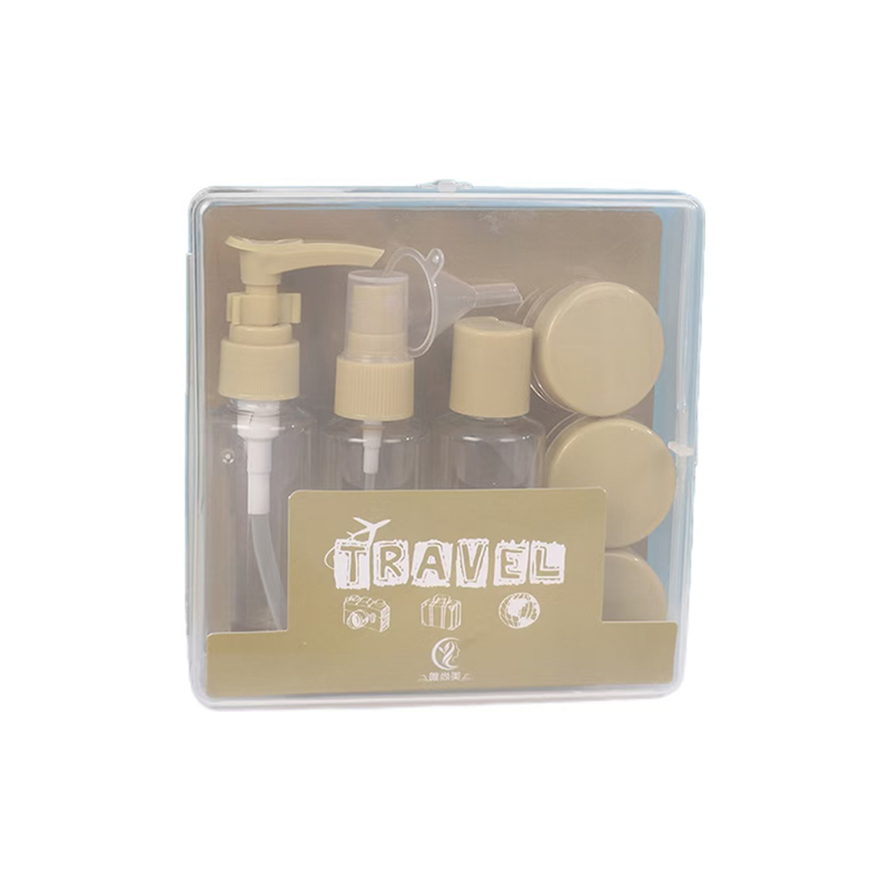 50ml 7pcs Set Plastic Travel Set Bottle Zipper Bag Set Cosmetic Container Spray Flip Cap