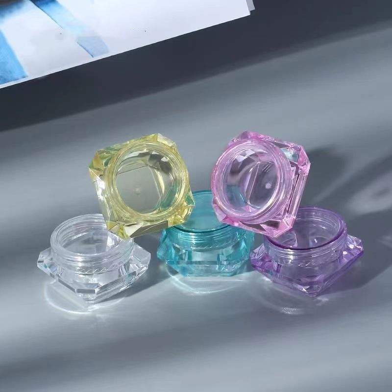 Portable Travel Skit PS Material 3g 5g Transparent Cream Jar with Multiple Colors Options Support Color Silk Printing Customized Used for Skincare Package