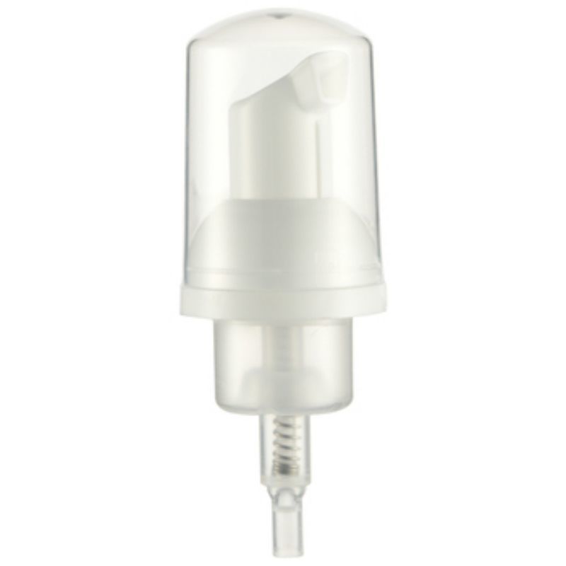 White Foam Pump Dispenser with Clear Protective Cap for Cosmetic Bottles
