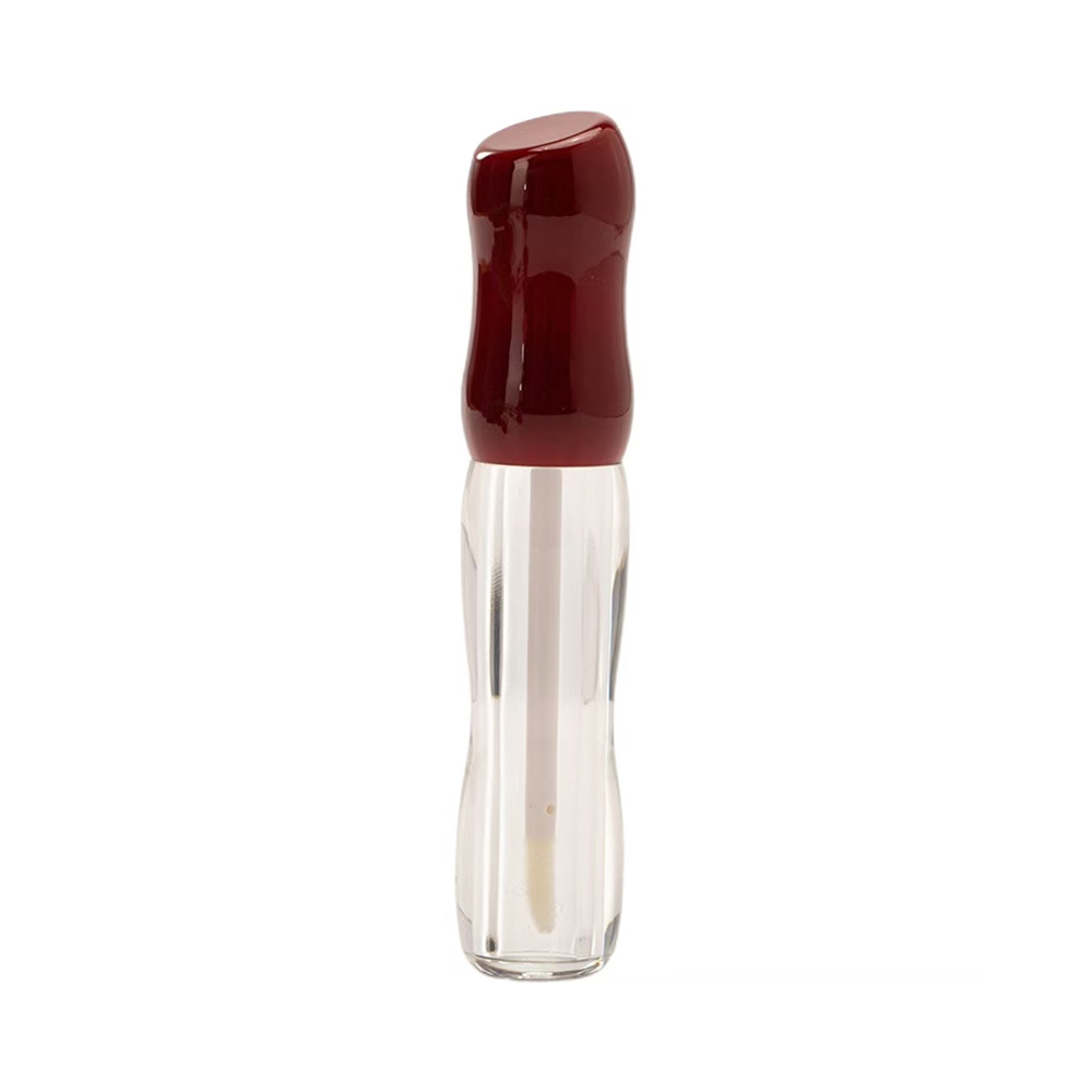 Lip Gloss Bottles Hourglass Curved Shape Clear Lip Glaze Tubes with Applicator Wands Multi Glossy Red Brown Caps Refillable Lip Makeup Containers for Lip Oil Lip Gloss