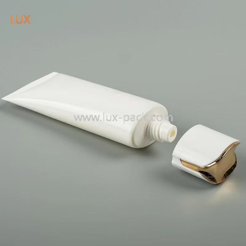 40mm Diameter PE Cosmetic Squeeze Tube Luxury Electroplated Trim Flip Cap Empty Skincare Lotion