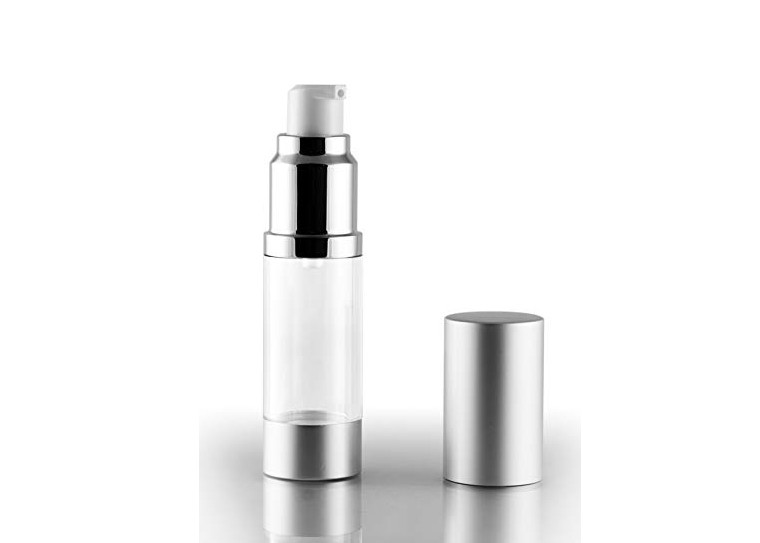 Empty Silver Airless Cosmetic Bottles Slender Styles Soap Cream Packaging