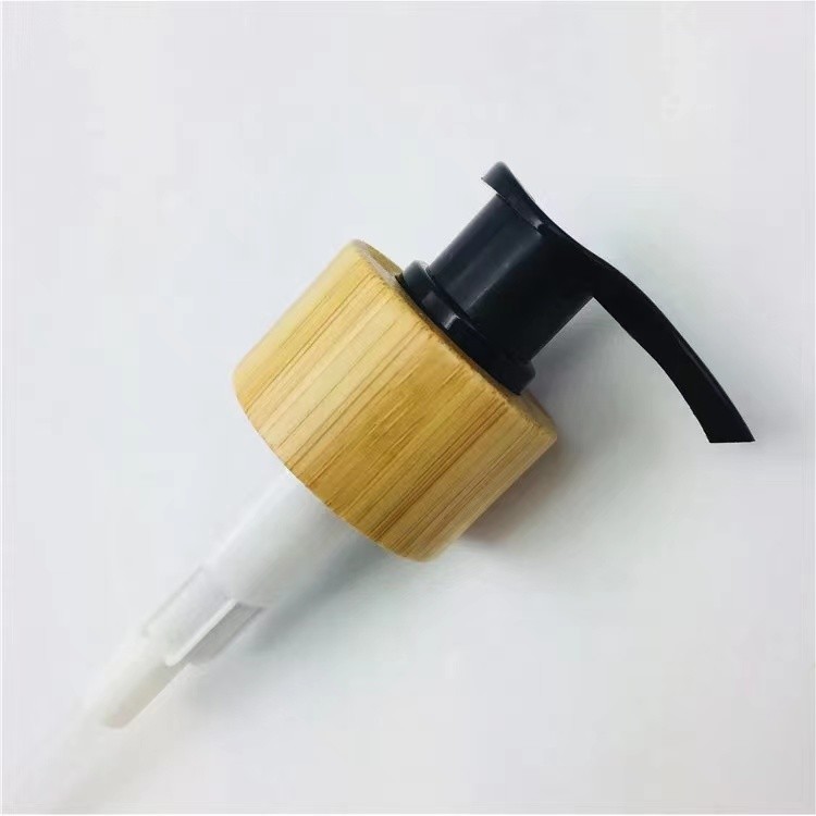 Wood Bamboo Cosmetic Lotion Liquid Soap Dispenser Sprayer Pump 24 / 28mm