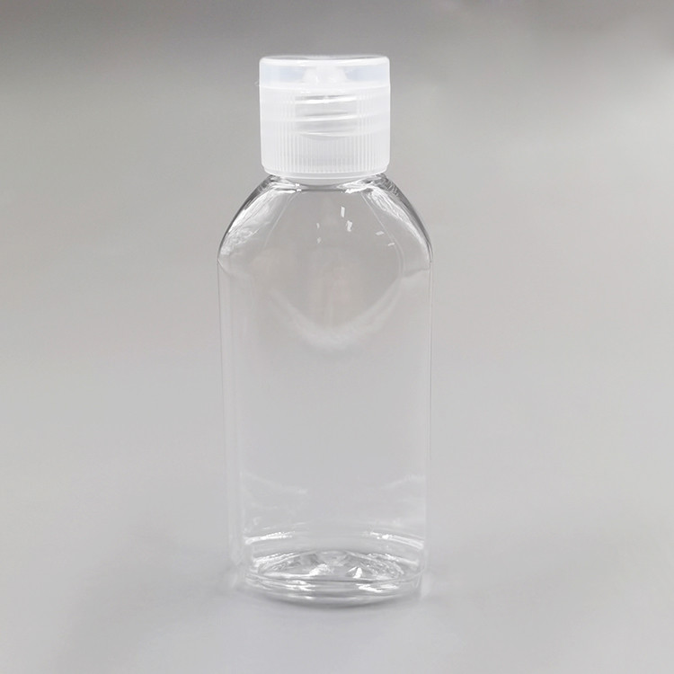 Customized PET Plastic Oval Flat Hand Sanitizer Squeeze Bottle With Flip Top Cap 60ml