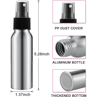 Silver Black Aluminum Spray Bottle Portable Cosmetic Fine Mist Spray Bottles